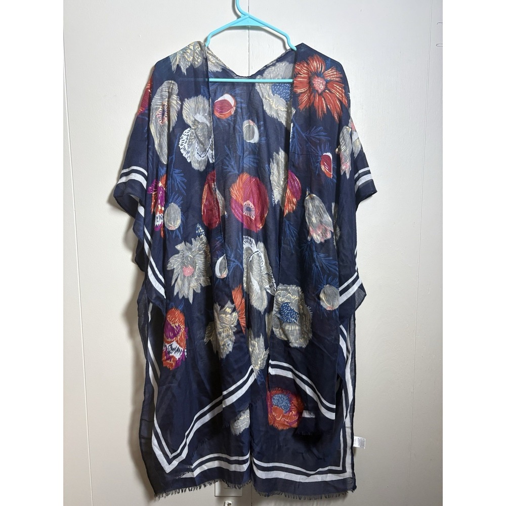 Woven Heart Women's OS Kimono Top Floral Gold Metallic Boho Open Front Beach